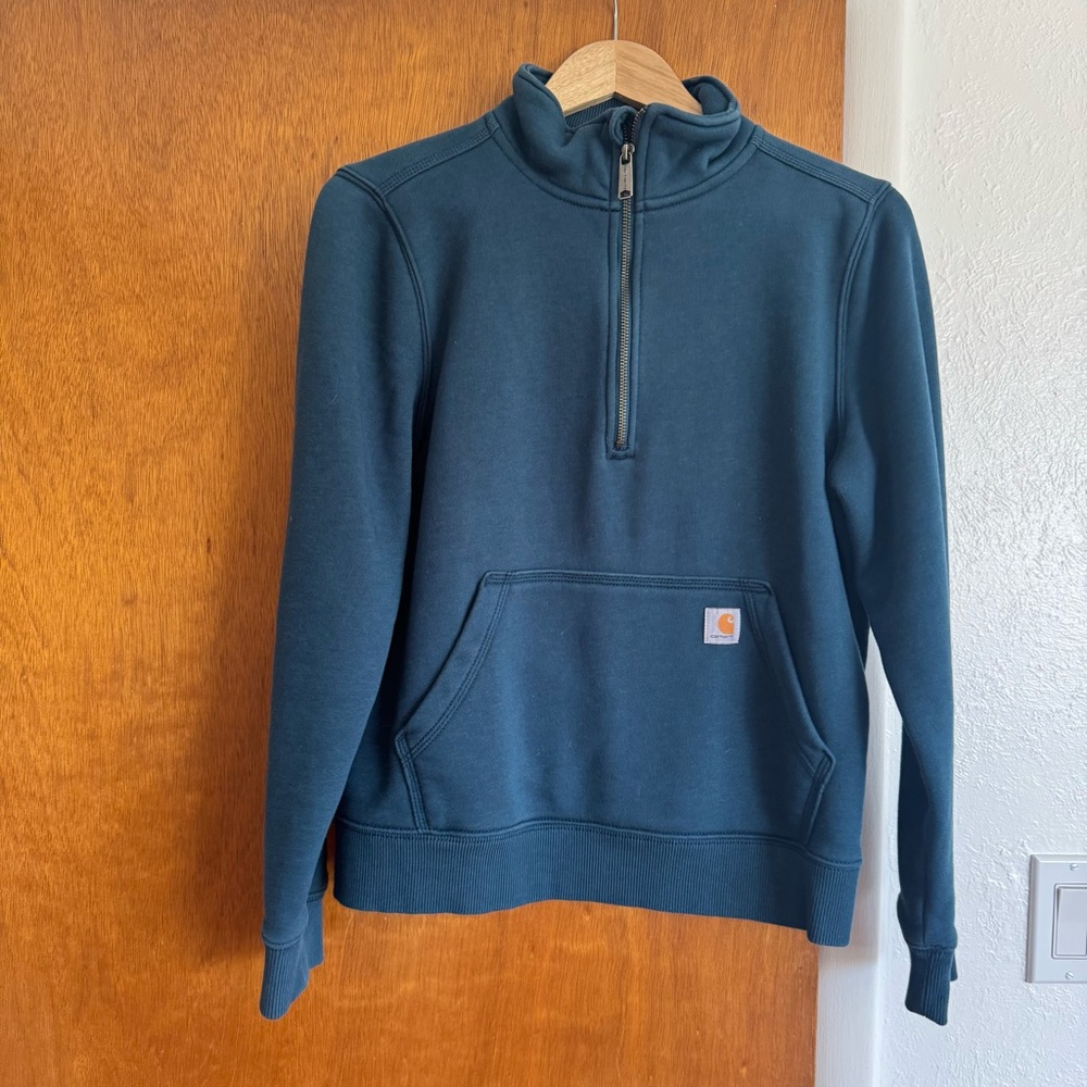 Carhartt Blue Half-Zip Hoodie Sweatshirt